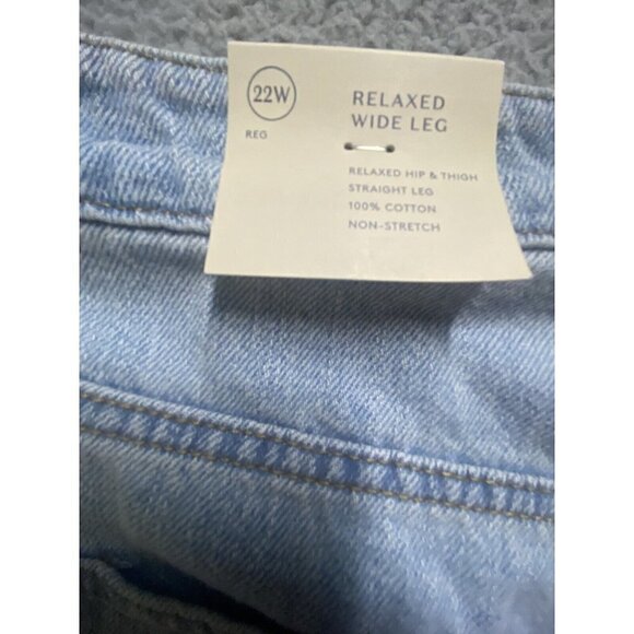 Universal Thread Jeans Womens 22W BLUE COTTON DENIM High-Rise Relaxed Wide Leg - Picture 8 of 8